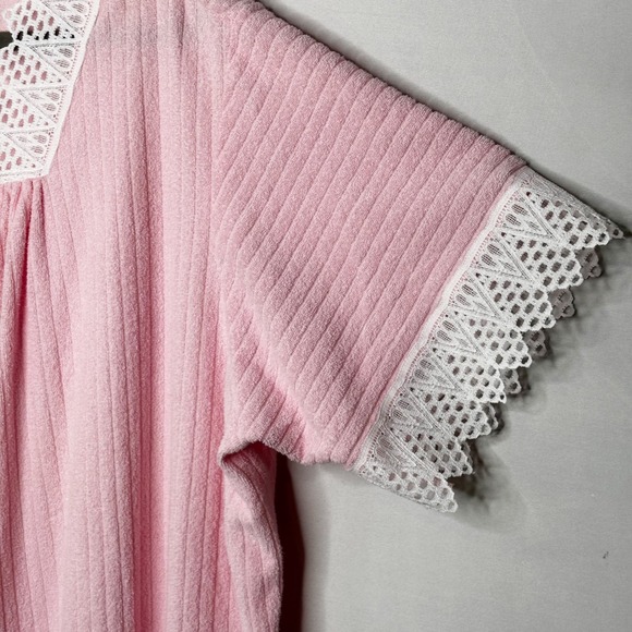 Vintage Roamans Pink Lace Trim Day Robe Nightgown Dress Size 1X Textured Stripe - Picture 5 of 11